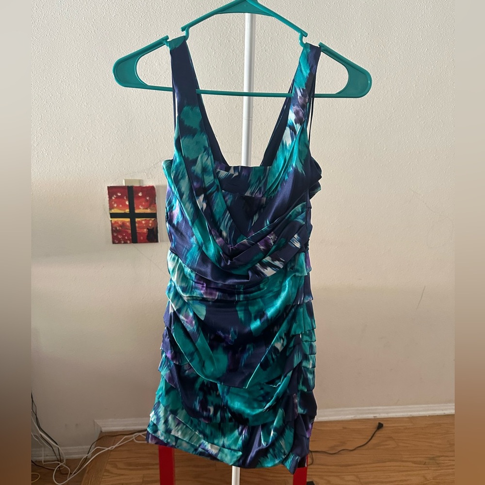 Express Ruched Minidress in Blue/Turquoise Size 0
